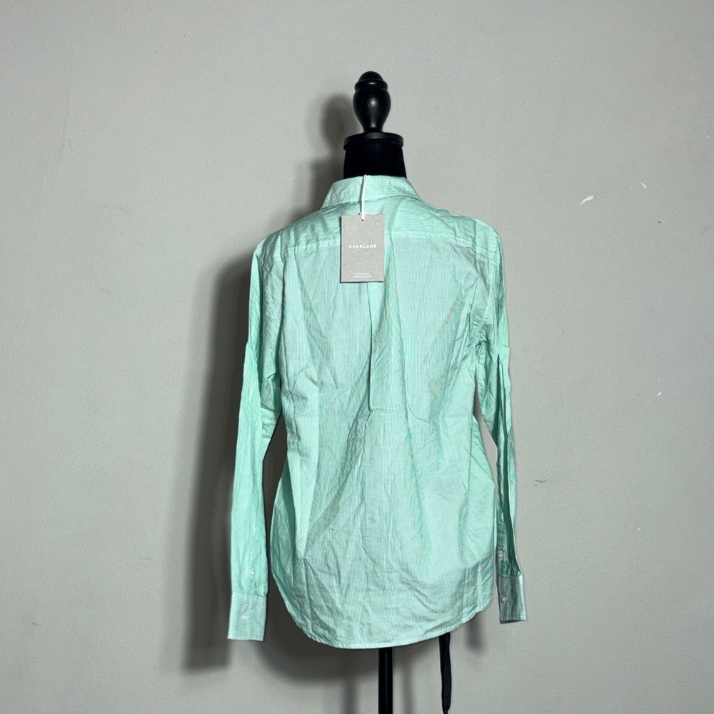 Everlane Relaxed Oxford shirt Green color with pinstripes patterns - Picture 5 of 9
